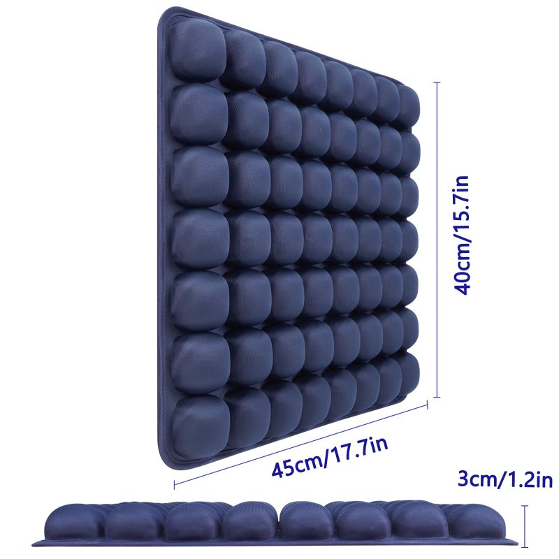 SUNFICON وسادة مقعد هوائية SUNFICON وسادة مقعد قابلة للنفخ وسادة سيارة محمولة وسادة كرسي مكتب وسادة كرسي متحرك مضادة لتقرحات الفراش وسادة تخفيف الألم والضغط للأرثوبيديك وسادة مقعد للتخييم مع مضخة 18 بوصة × 16 بوصة × 1 بوصة زرقاء - Image 4